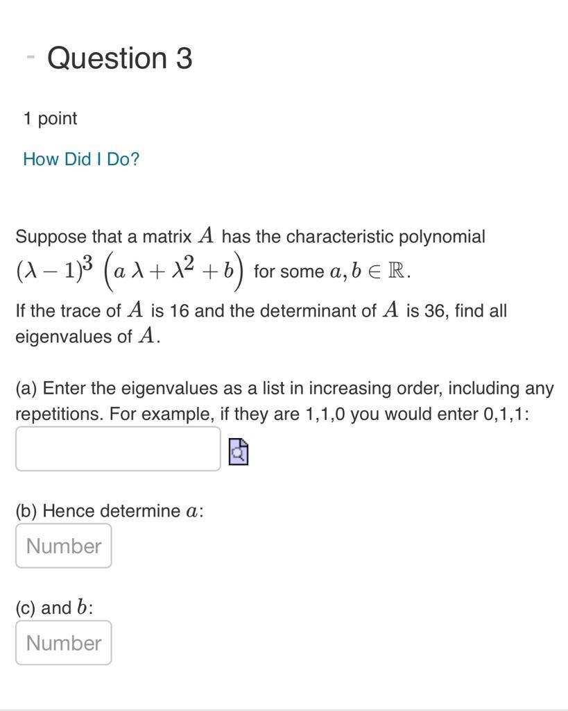 Solved Question 3 1 Point How Did I Do Suppose That A