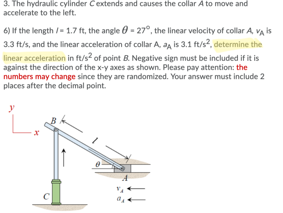 Solved 3. The hydraulic cylinder C extends and causes the