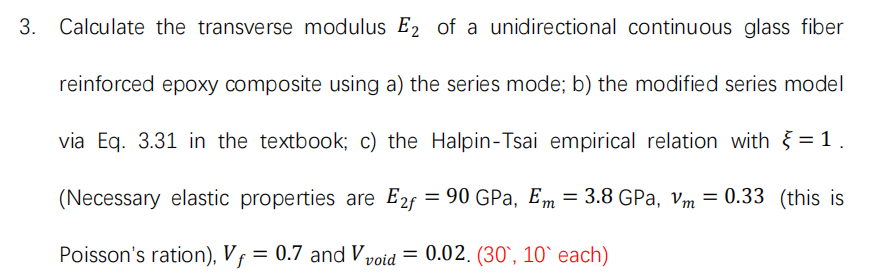 Calculate the transverse modulus E2 of ﻿a | Chegg.com