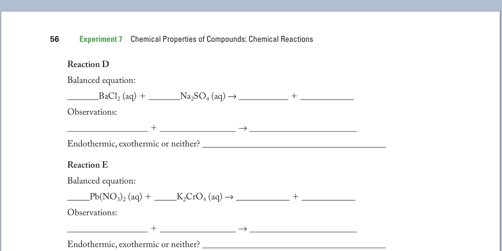 Solved Experiment 7 Chemical Properties Of Compounds: | Chegg.com