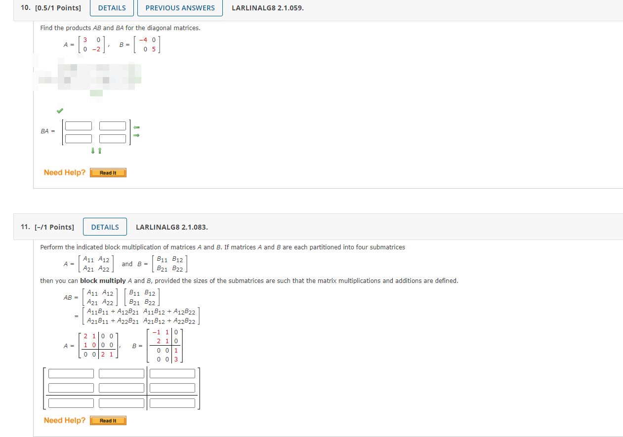 Solved linear algebra please help thank you will leave | Chegg.com