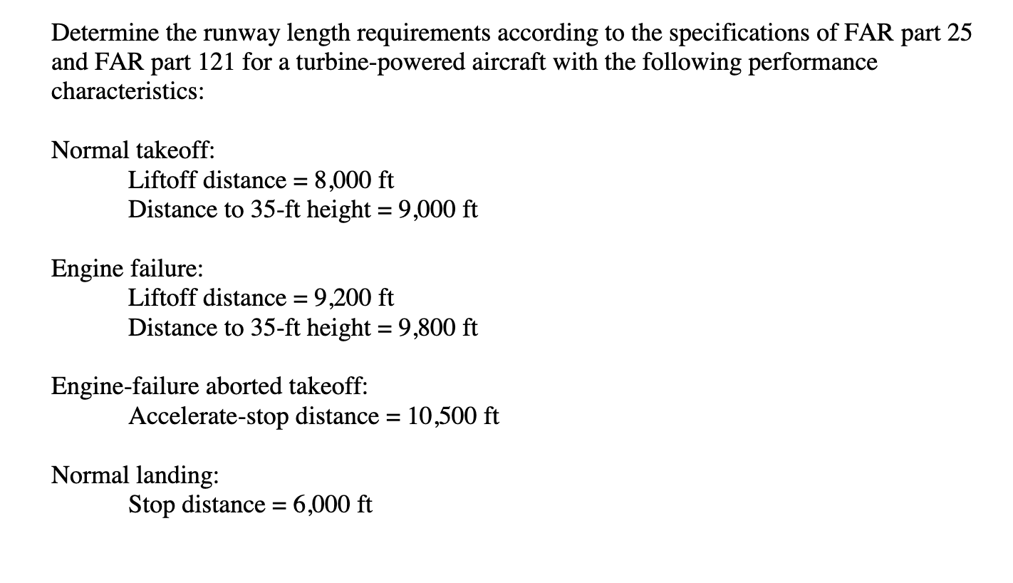 Solved Determine the runway length requirements according to