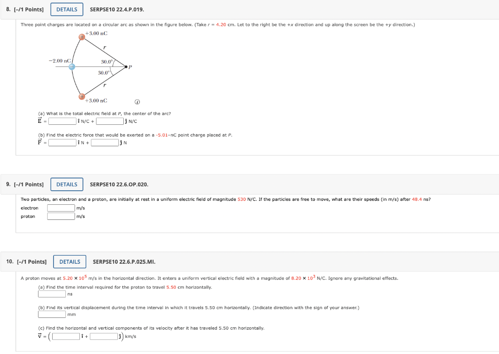 8. [-/1 Points] DETAILS SERPSE10 22.4.P.019. Three | Chegg.com