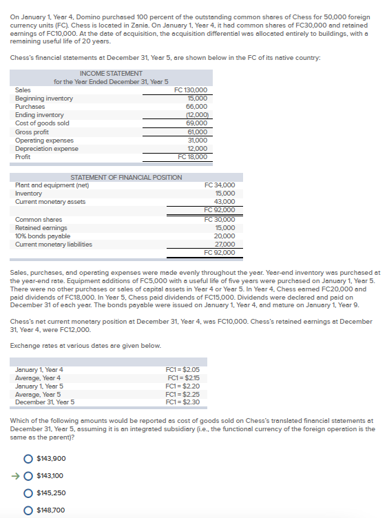 Solved On January 1, Year 4. Domino purchased 100 percent of | Chegg.com