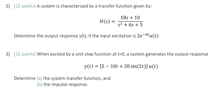 Solved A system is characterized by a transfer function | Chegg.com