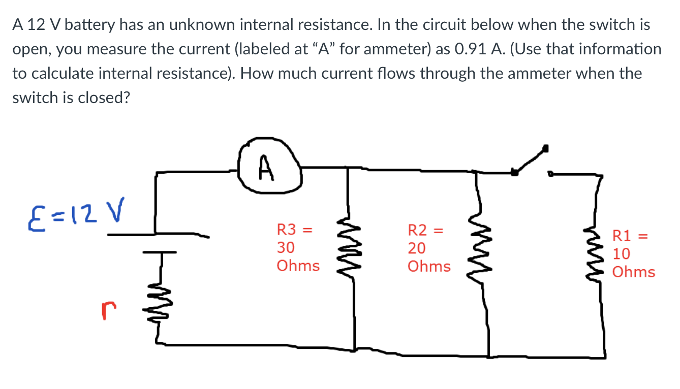 Solved A 12 V Battery Has An Unknown Internal Resistance. In 