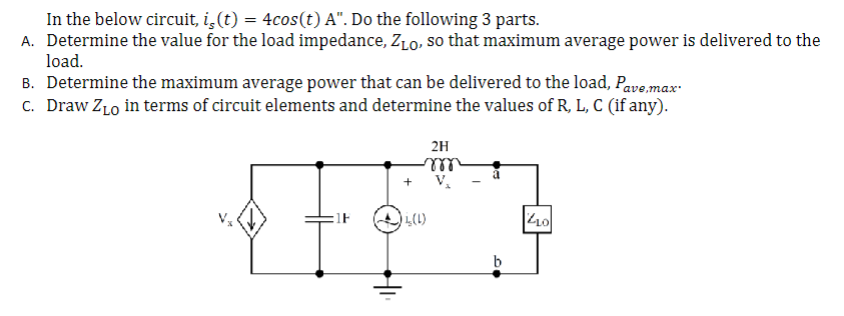 Solved In the below circuit, is(t)=4cos(t)A 