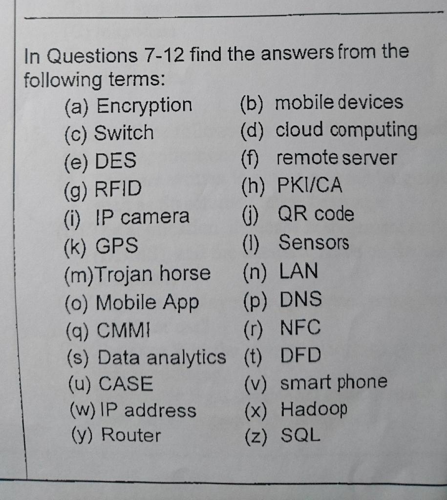 Solved E Des G Rfid In Questions 7 12 Find The Answer Chegg Com