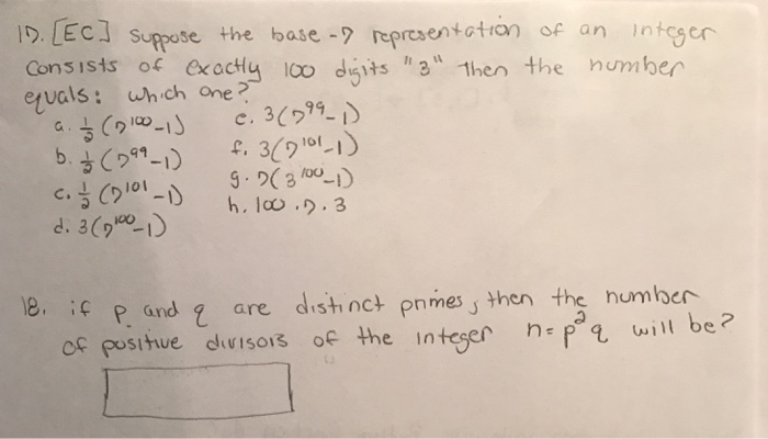Solved Suppose the base representation of an integer | Chegg.com