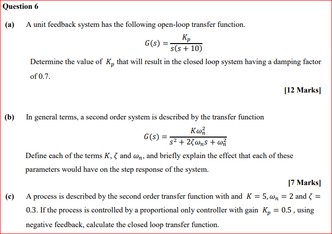 Solved Question 6 (a) A unit feedback system has the | Chegg.com