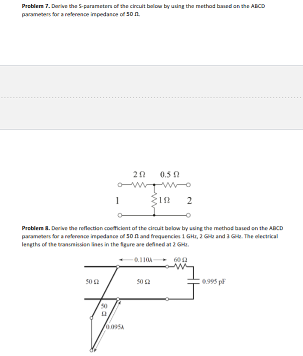 Solved Problem 7. Derive the S-parameters of the circuit | Chegg.com