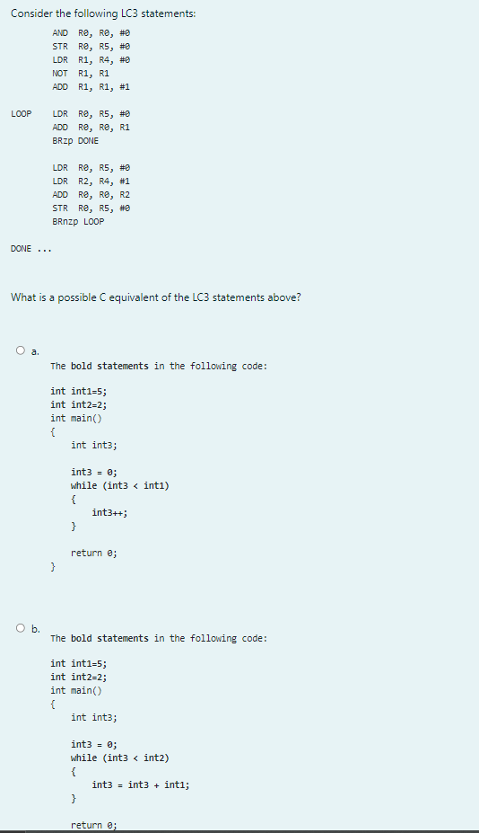 Solved Consider the following LC3 statements: AND RE, RO, #0 | Chegg.com