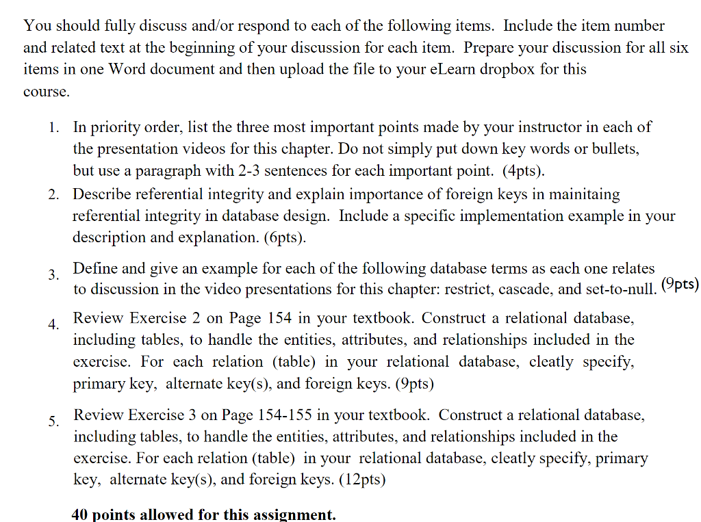 Solved You should fully discuss and/or respond to each of | Chegg.com