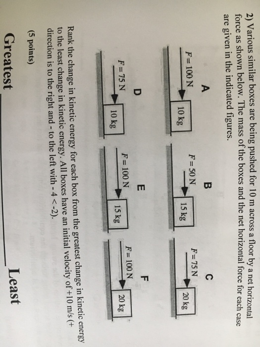 Solved 2) Various similar boxes are being pushed for 10 m