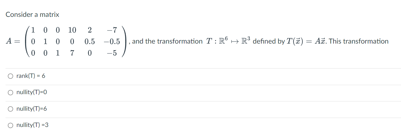 Solved Consider A Matrix Chegg
