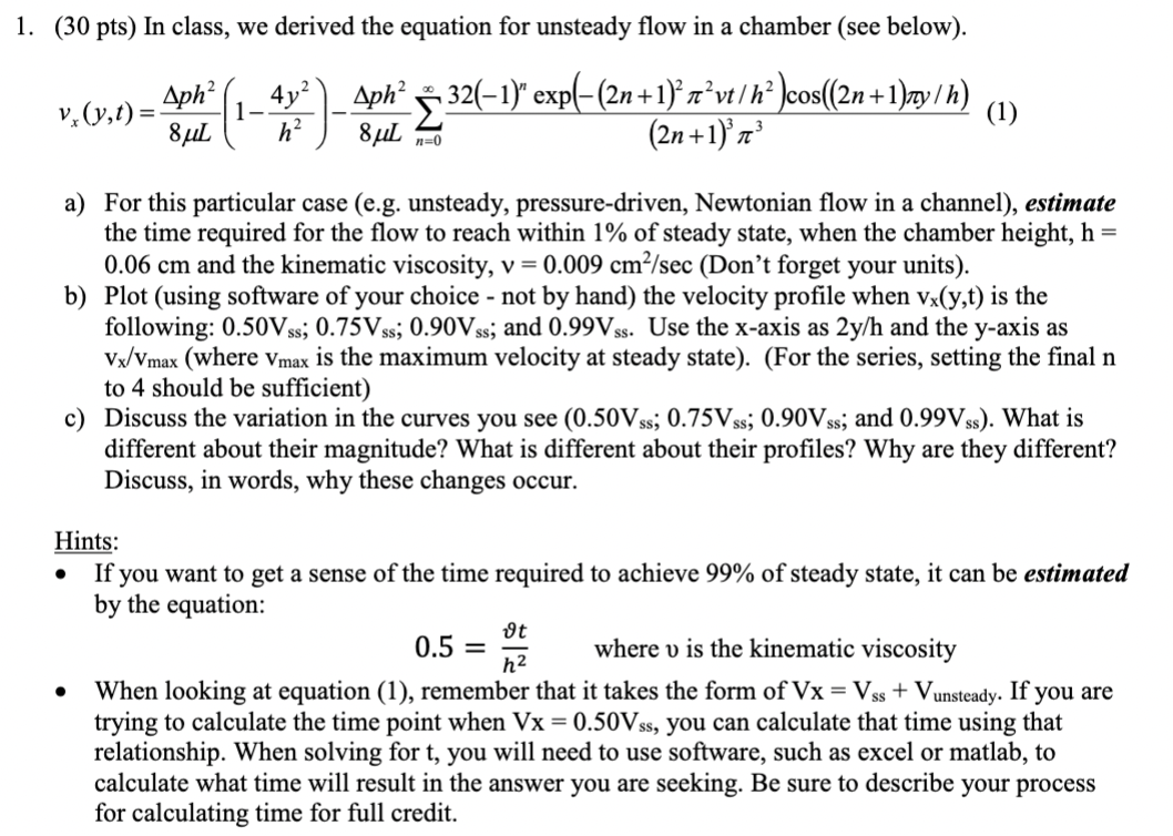 Solved ( 30 pts) In class, we derived the equation for | Chegg.com