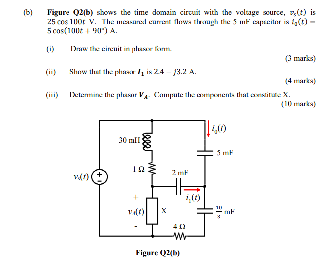 Solved (6) Figure Q2(b) Shows The Time Domain Circuit With | Chegg.com