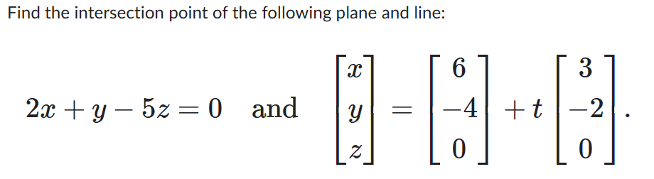 find point of intersection between line and plane