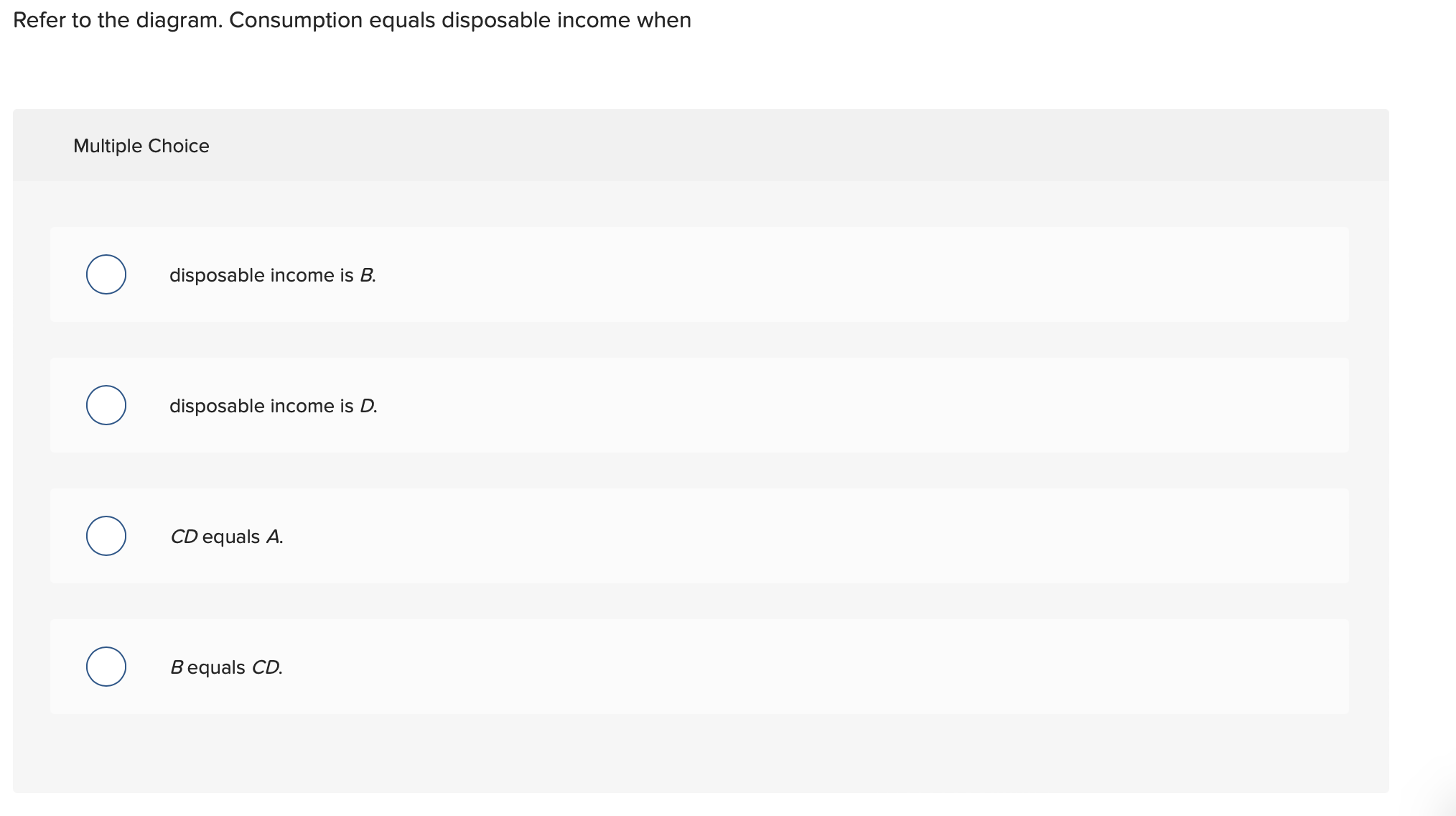 Solved Refer to the diagram. Consumption equals disposable
