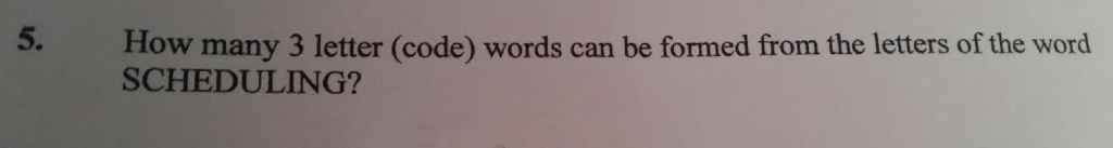 Solved 5. How many 3 letter (code) words can be formed from | Chegg.com