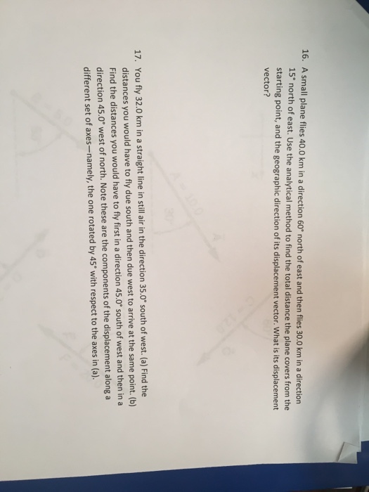 Solved A Small Plane Flies 40.0 Km In A Direction 60 Degree | Chegg.com