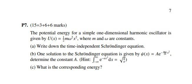 Solved The potential energy for a simple one-dimensional | Chegg.com