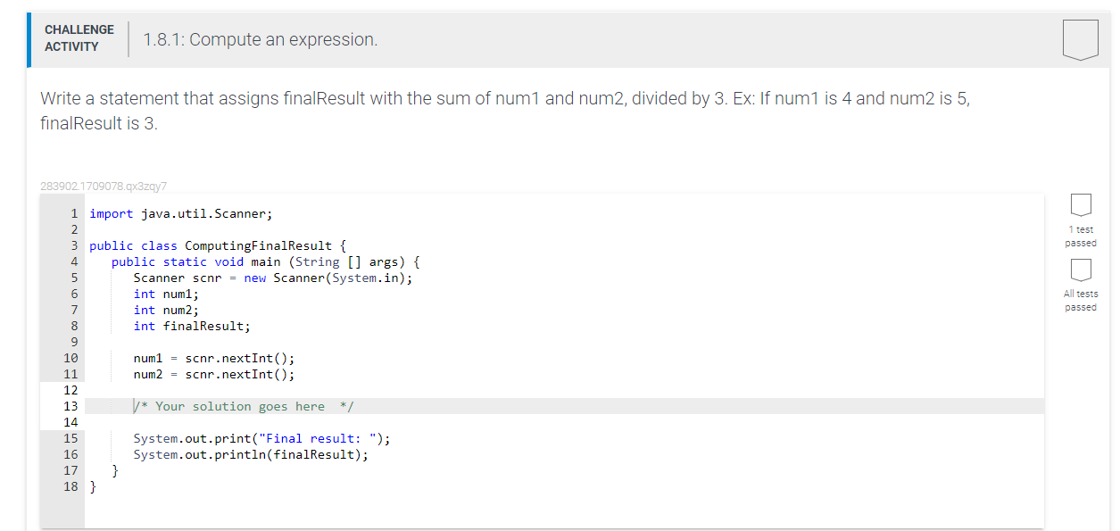 Solved CHALLENGE ACTIVITY 1.8.1: Compute an expression. | Chegg.com
