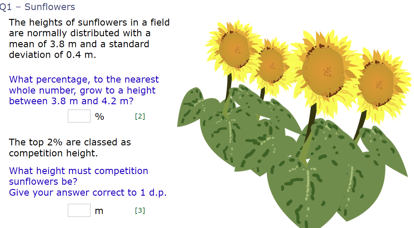 Solved Q1 Sunflowers The heights of sunflowers in a field
