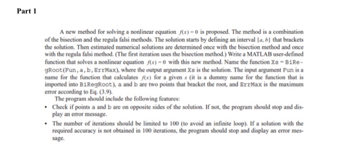 Solved Part 1 A new method for solving a nonlinear equation | Chegg.com