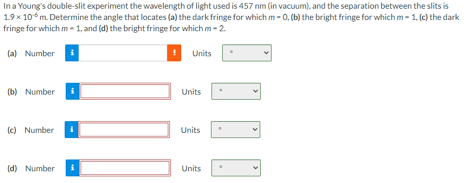 Solved In A Young's Double-slit Experiment The Wavelength Of | Chegg.com