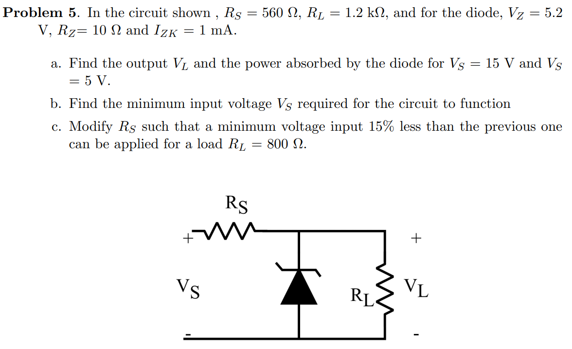 Solved Problem 5. In the circuit shown , Rs = 560 12, RL = | Chegg.com