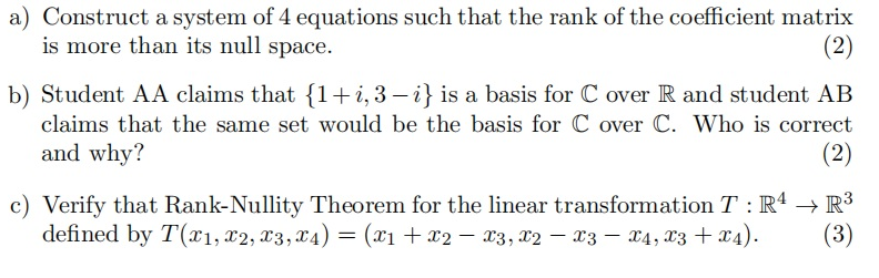 Solved a) Construct a system of 4 equations such that the | Chegg.com