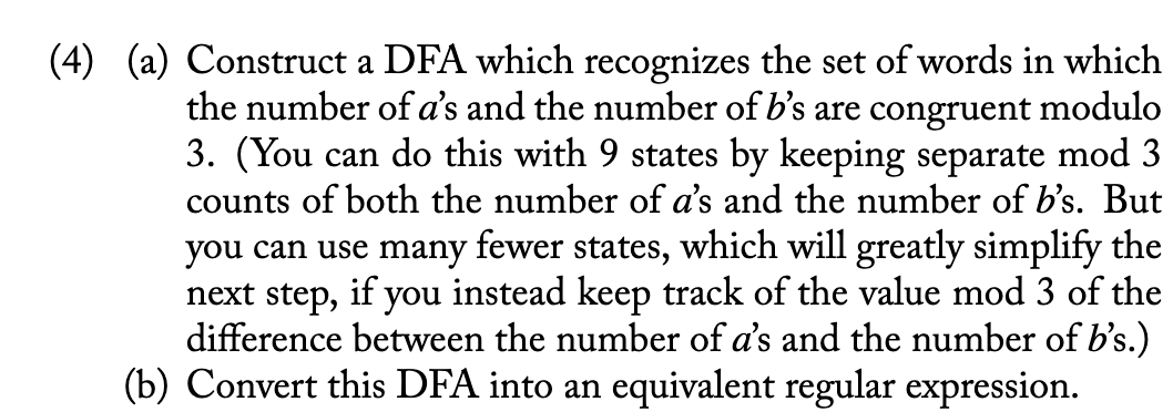 Solved 4) (a) Construct A DFA Which Recognizes The Set Of | Chegg.com