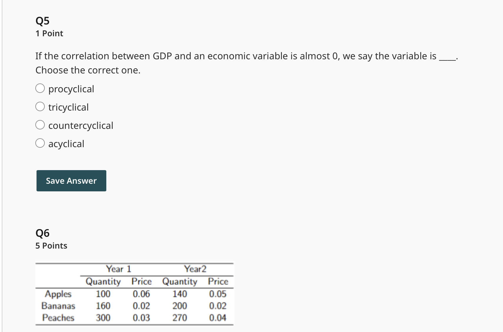 Solved Q1 1 Point A change in nominal GDP sums up changes in | Chegg.com
