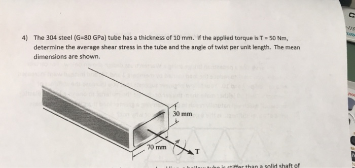 Solved The 304 steel (G-80 GPa) tube has a thickness of 10 | Chegg.com