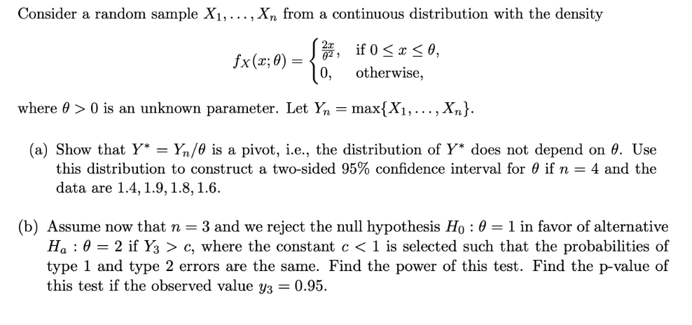 Solved Consider a random sample X1,..., Xn from a continuous | Chegg.com