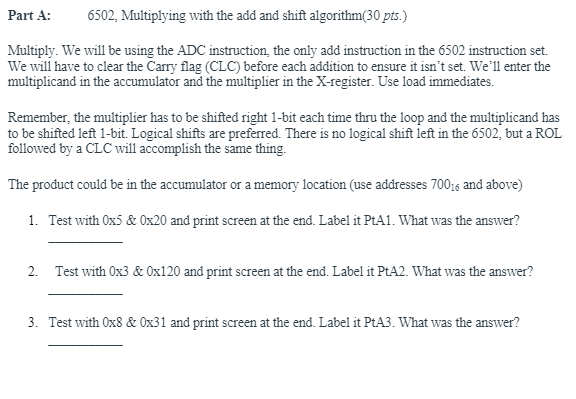 Solved Intro: In this lab we are going to use shift and add | Chegg.com