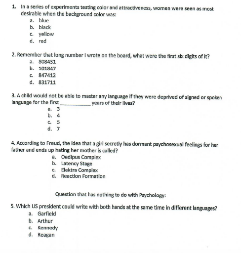 Solved In A Series Of Experiments Testing Color And Chegg Com