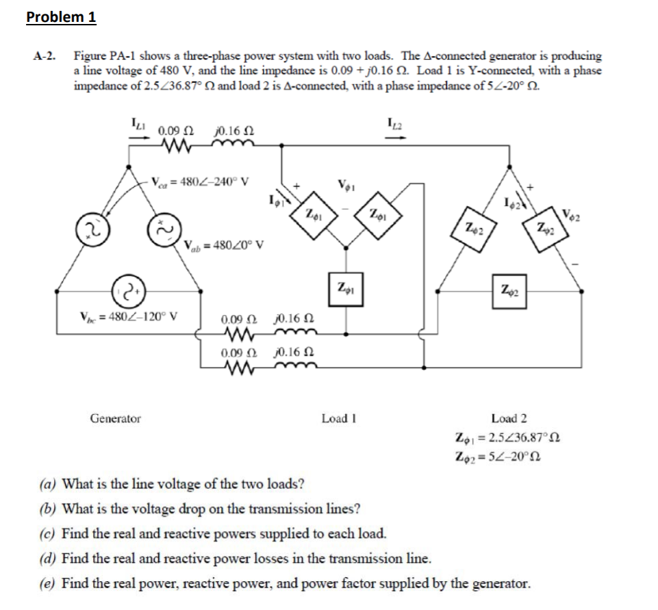 Solved Problem 1 A-2. Figure PA-1 Shows A Three-phase Power | Chegg.com