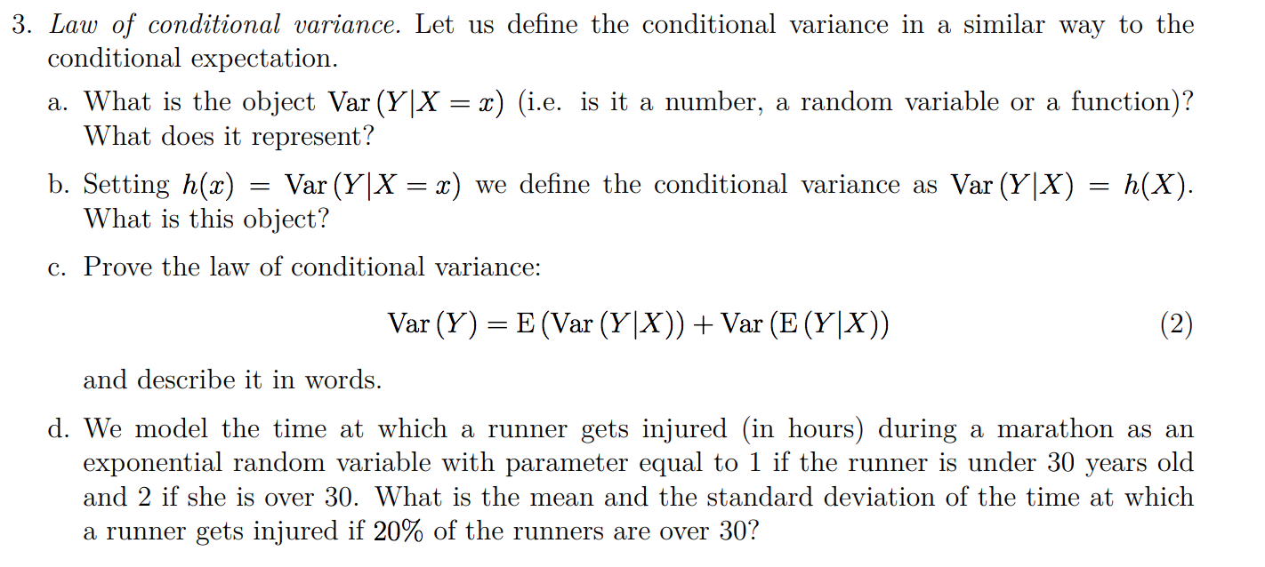 Solved 3. Law of conditional variance. Let us define the