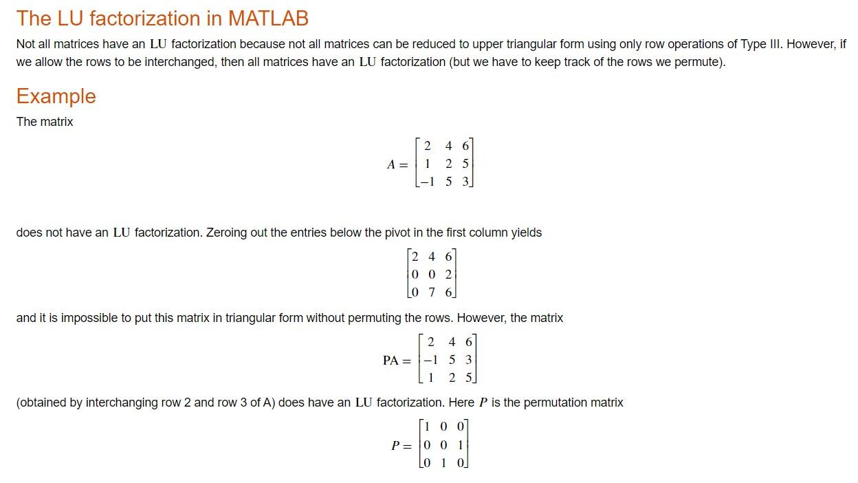 Solved Enter the matrix A and the vector b in MATLAB 5 3 1