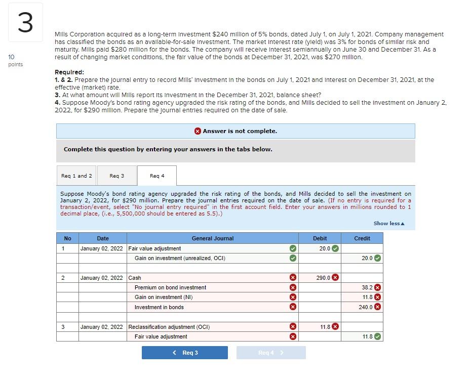 Solved 3 10 points Mills Corporation acquired as a long-term | Chegg.com