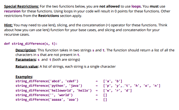 Solved Special Restrictions: For the two functions below, | Chegg.com