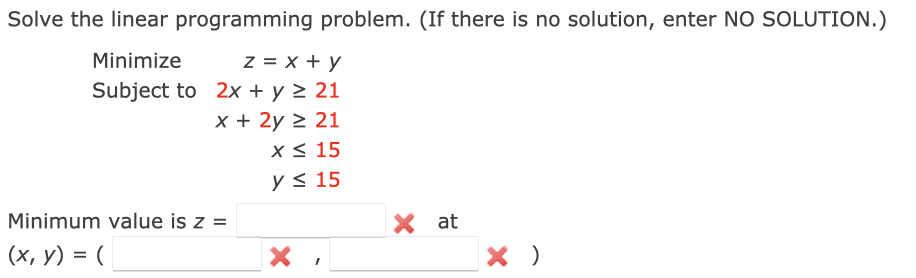 Solved Solve the linear programming problem. (If there is no | Chegg.com