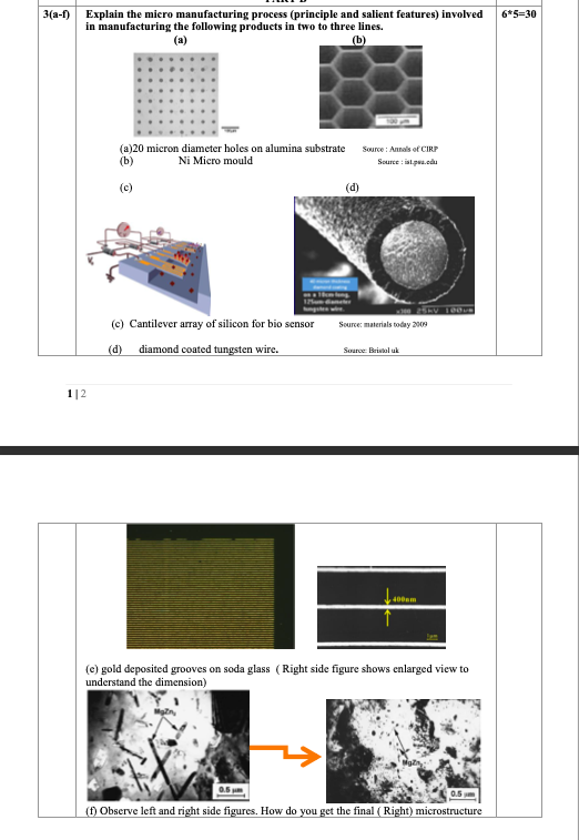 Solved 3(1) 6*5=30 Explain the micro manufacturing process