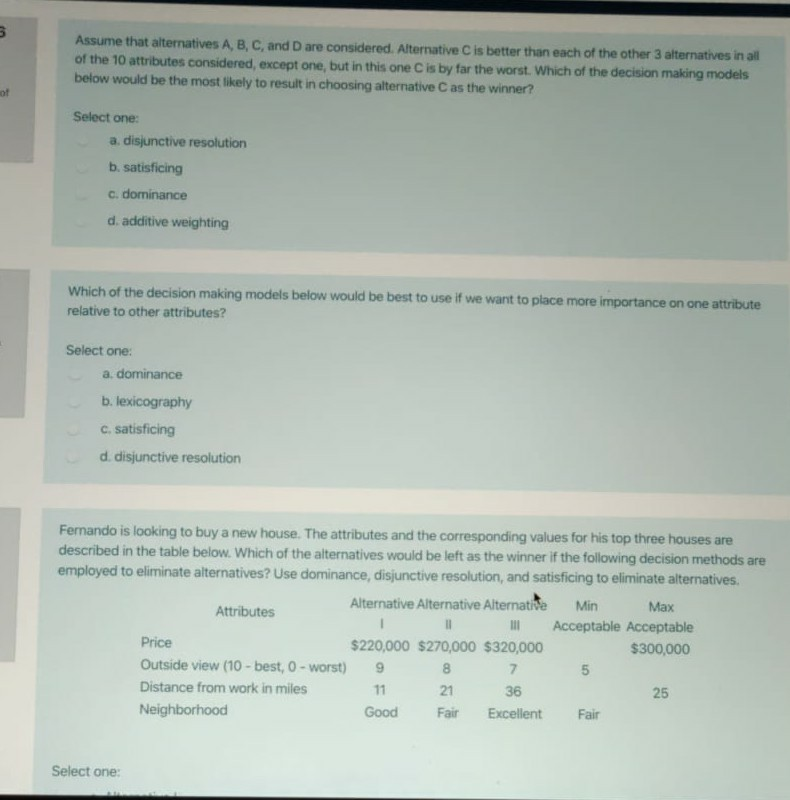 Solved Assume That Alternatives A, B, C, And D Are | Chegg.com