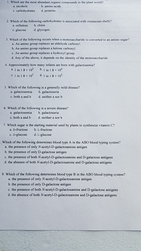 solved-1-which-are-the-most-abundant-organic-compounds-in-chegg