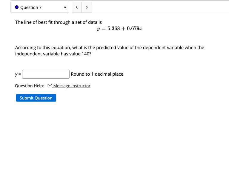 Solved Question 7 The line of best fit through a set of data | Chegg.com