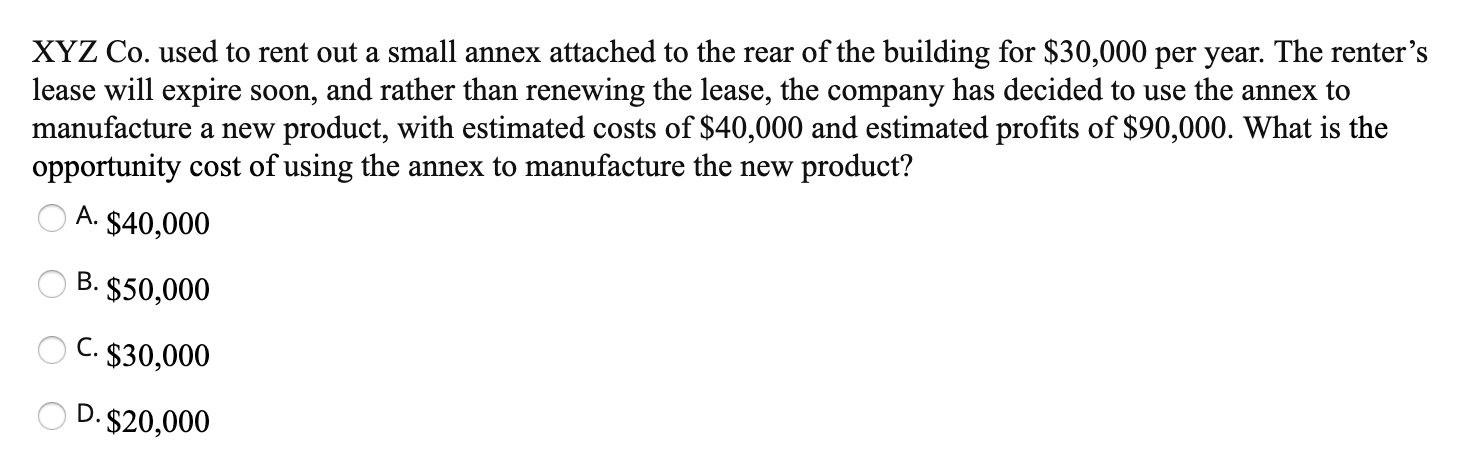 Solved XYZ Co. used to rent out a small annex attached to | Chegg.com