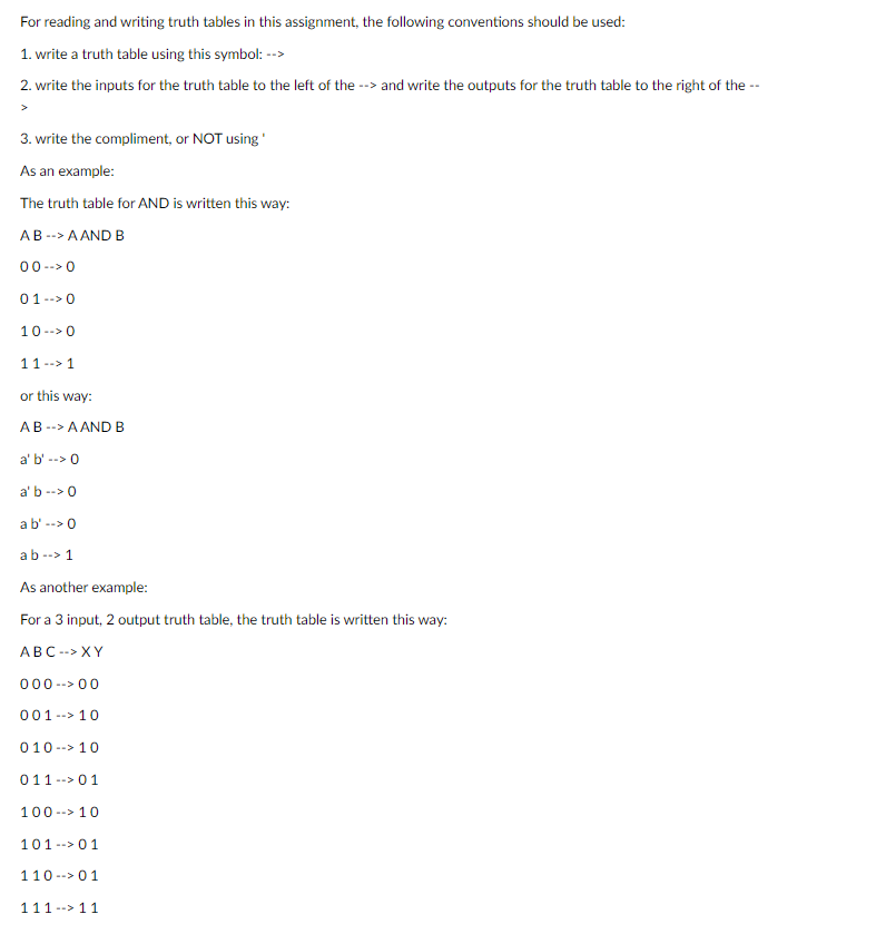 Solved For reading and writing truth tables in this | Chegg.com